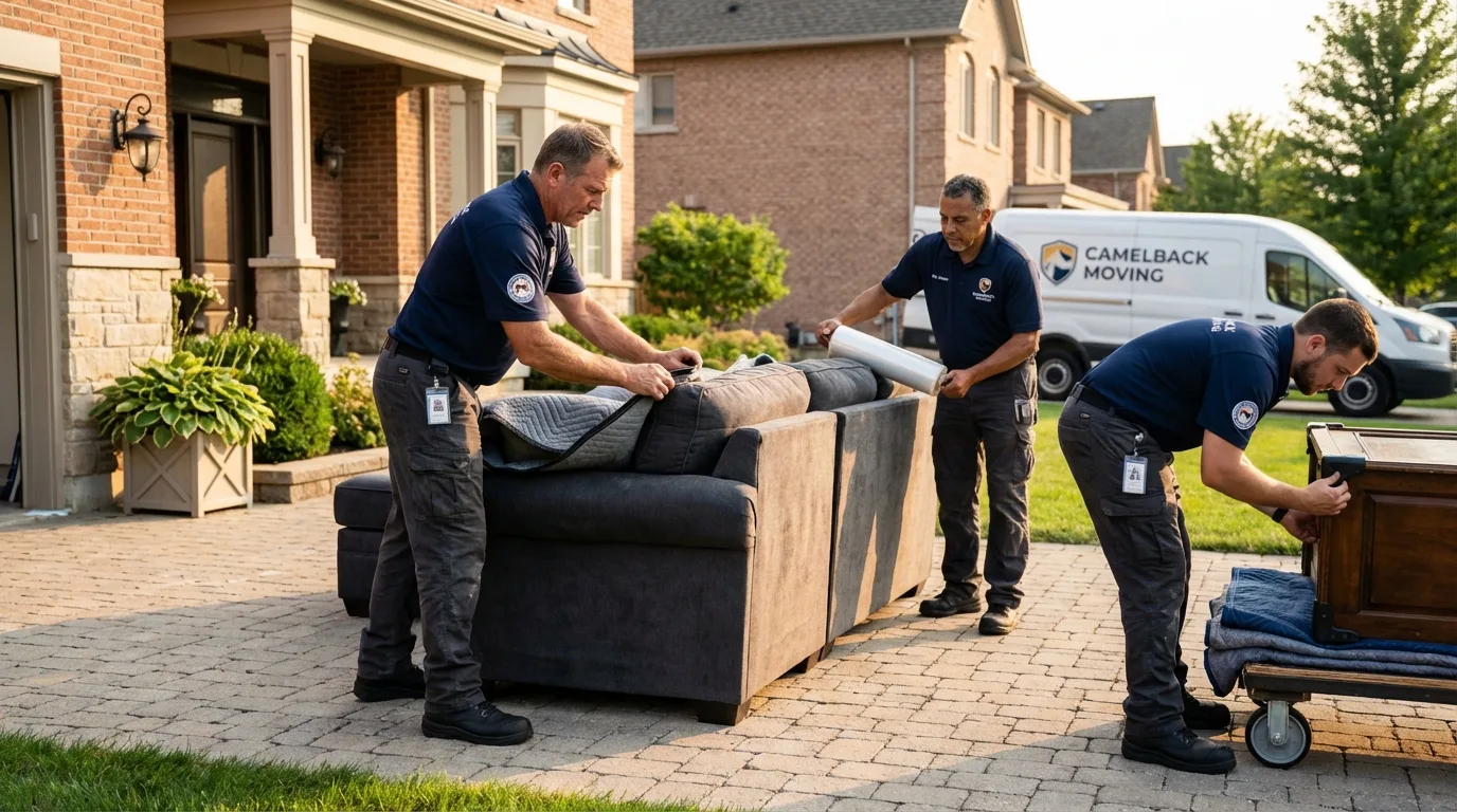 Large estate moving crew wrapping furniture in Vashon, WA